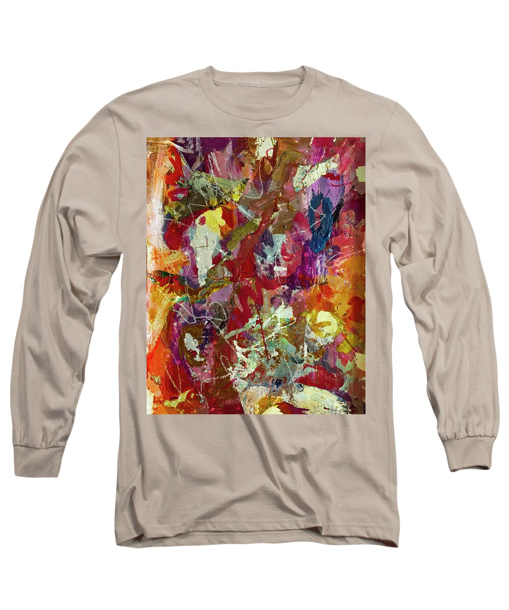 Abstract Long Sleeve T-Shirt featuring the painting Lost in Lines by Jo-Anne Gazo-McKim