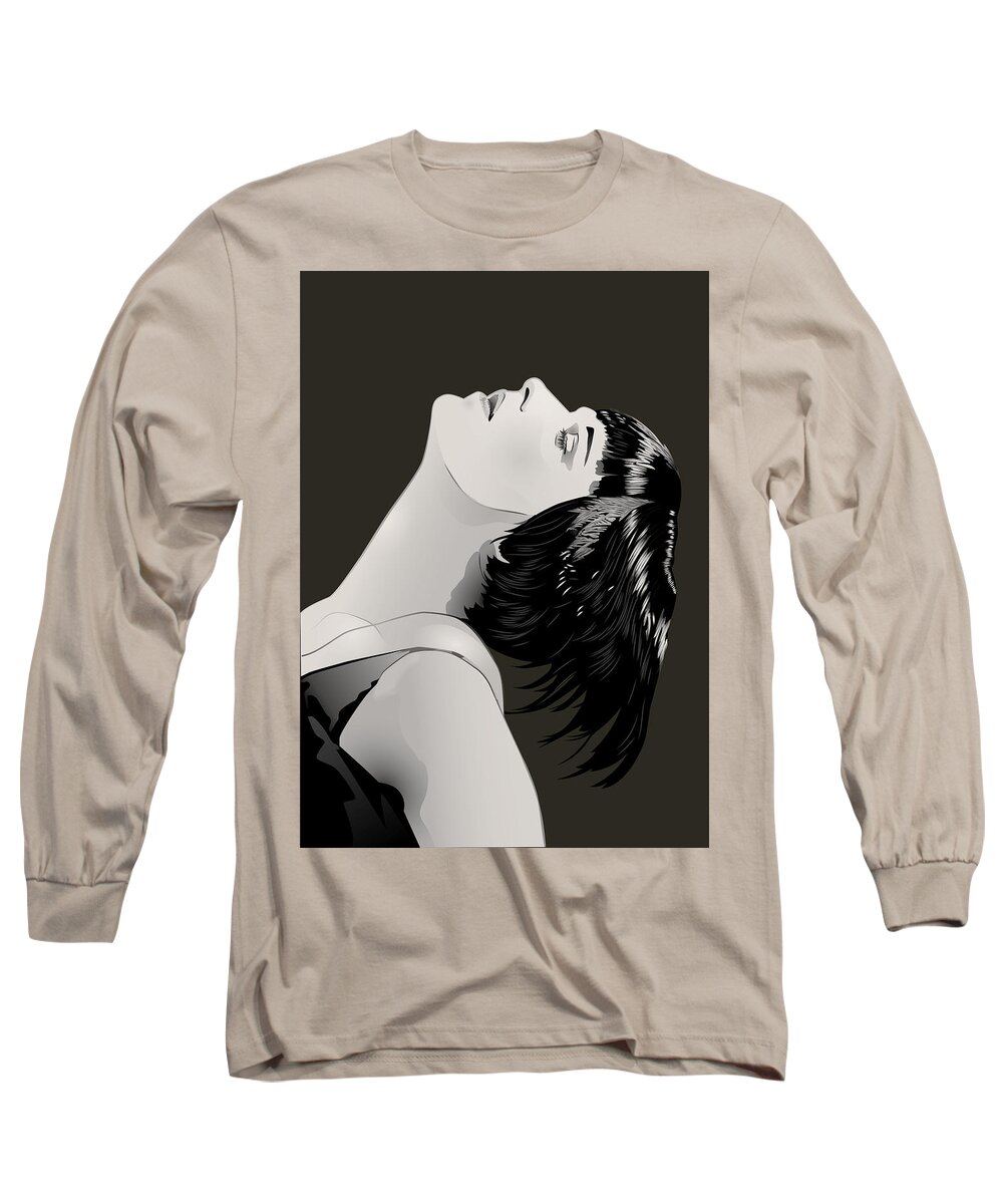 Louise Brooks Official Long Sleeve T-Shirt featuring the digital art Louise Brooks in Berlin - Sable Mink by Louise Brooks