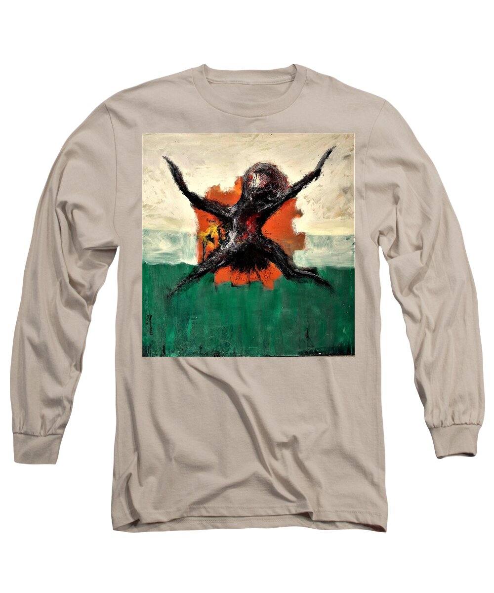 Abstract Long Sleeve T-Shirt featuring the painting MA3-Massoud Ahmed by Massoud Ahmed
