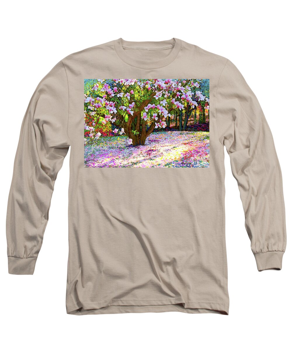 Landscape Long Sleeve T-Shirt featuring the painting Magnolia Melody by Jane Small