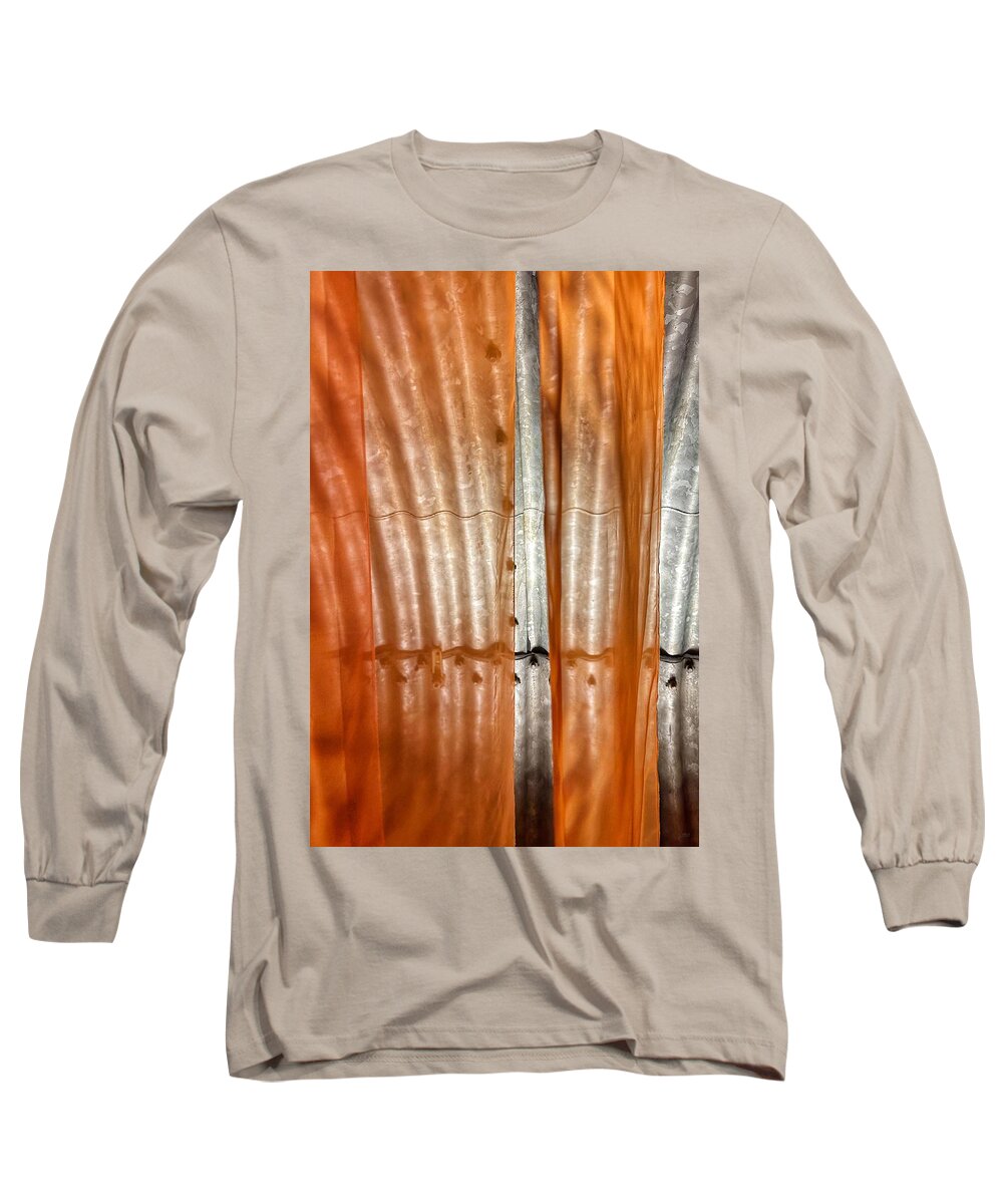 Bronx Long Sleeve T-Shirt featuring the photograph Metal and orange by JoAnn Lense