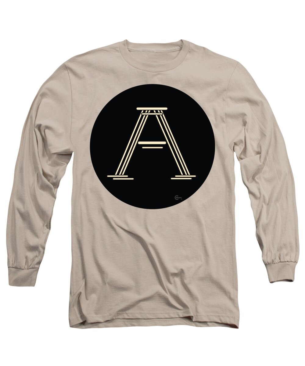 Monogram Long Sleeve T-Shirt featuring the digital art Metropolitan Park Deco 1920s Monogram Letter Initial A by Cecely Bloom