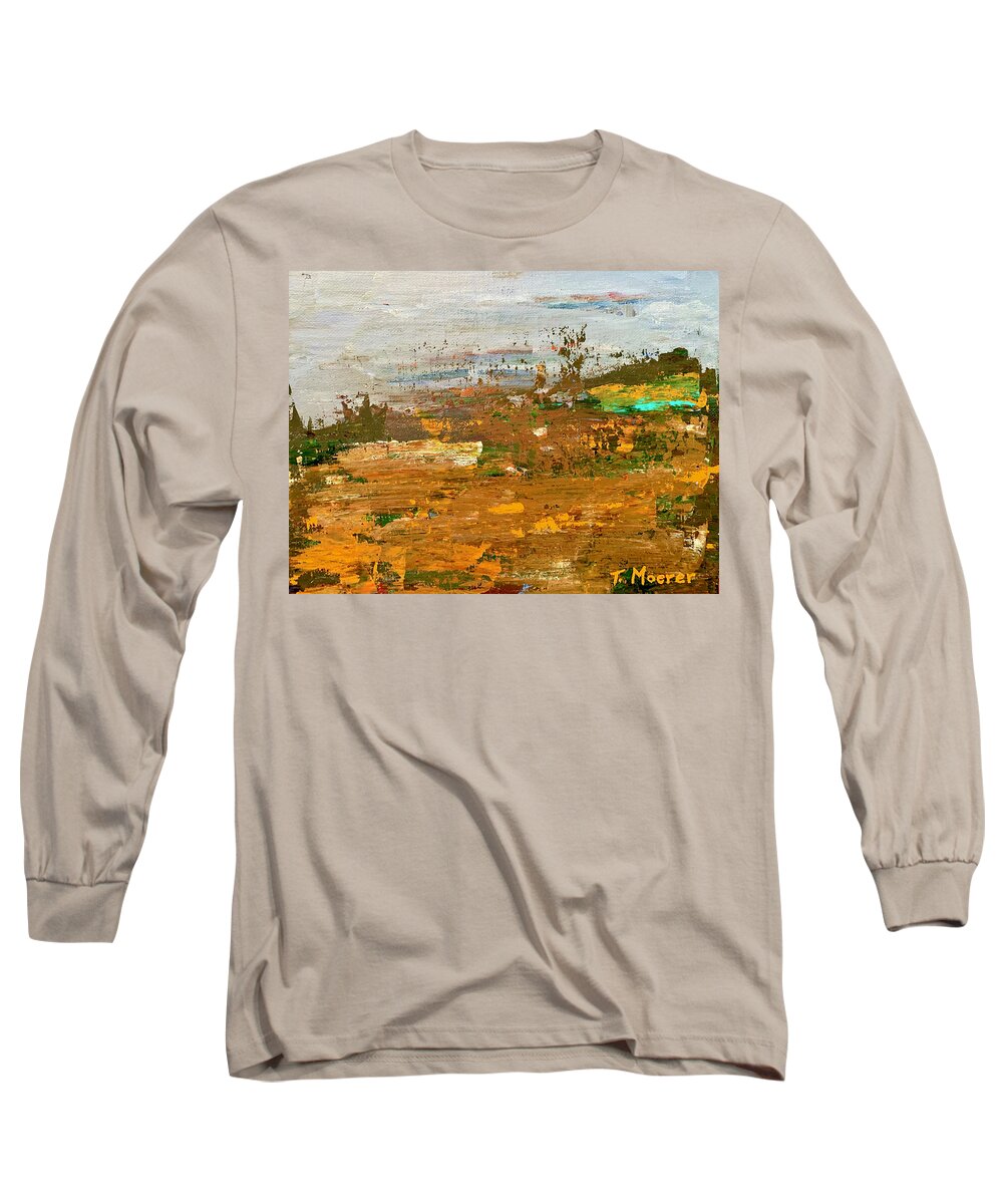 Landscape Long Sleeve T-Shirt featuring the painting Misty Meadow by Teresa Moerer