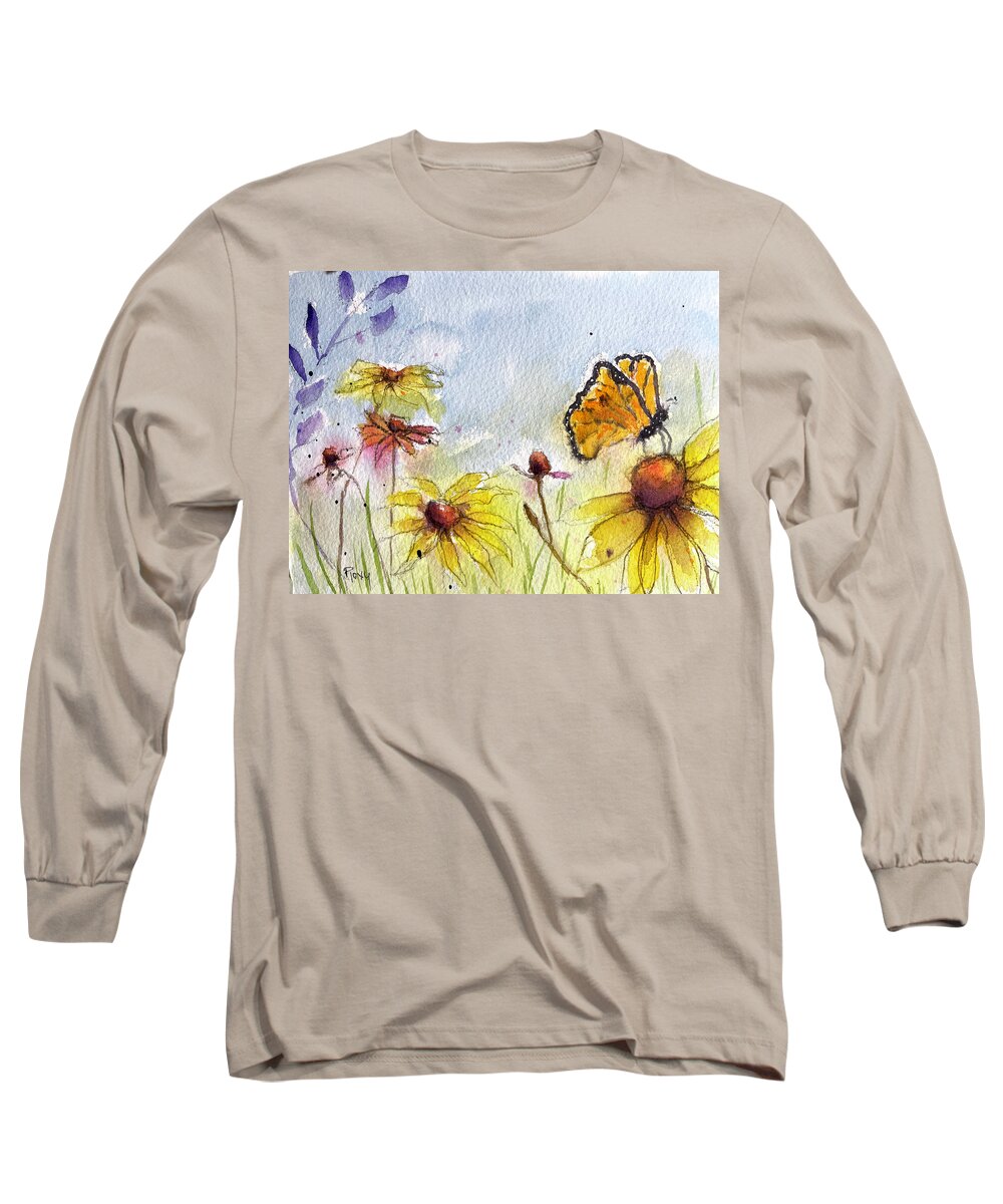 Monarch Long Sleeve T-Shirt featuring the painting Monarch by Roxy Rich