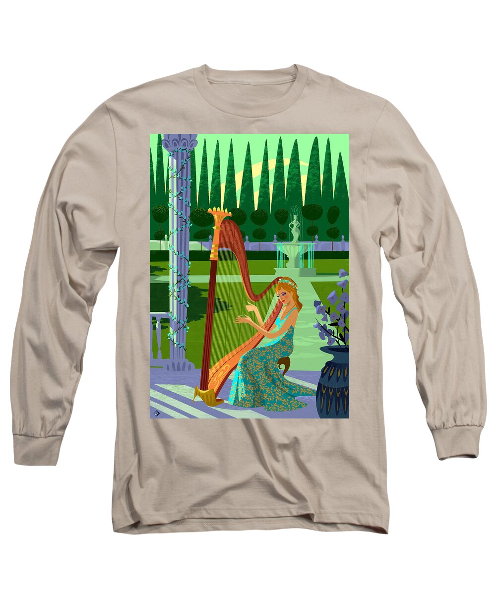  Long Sleeve T-Shirt featuring the digital art Music from the Harp by Alan Bodner
