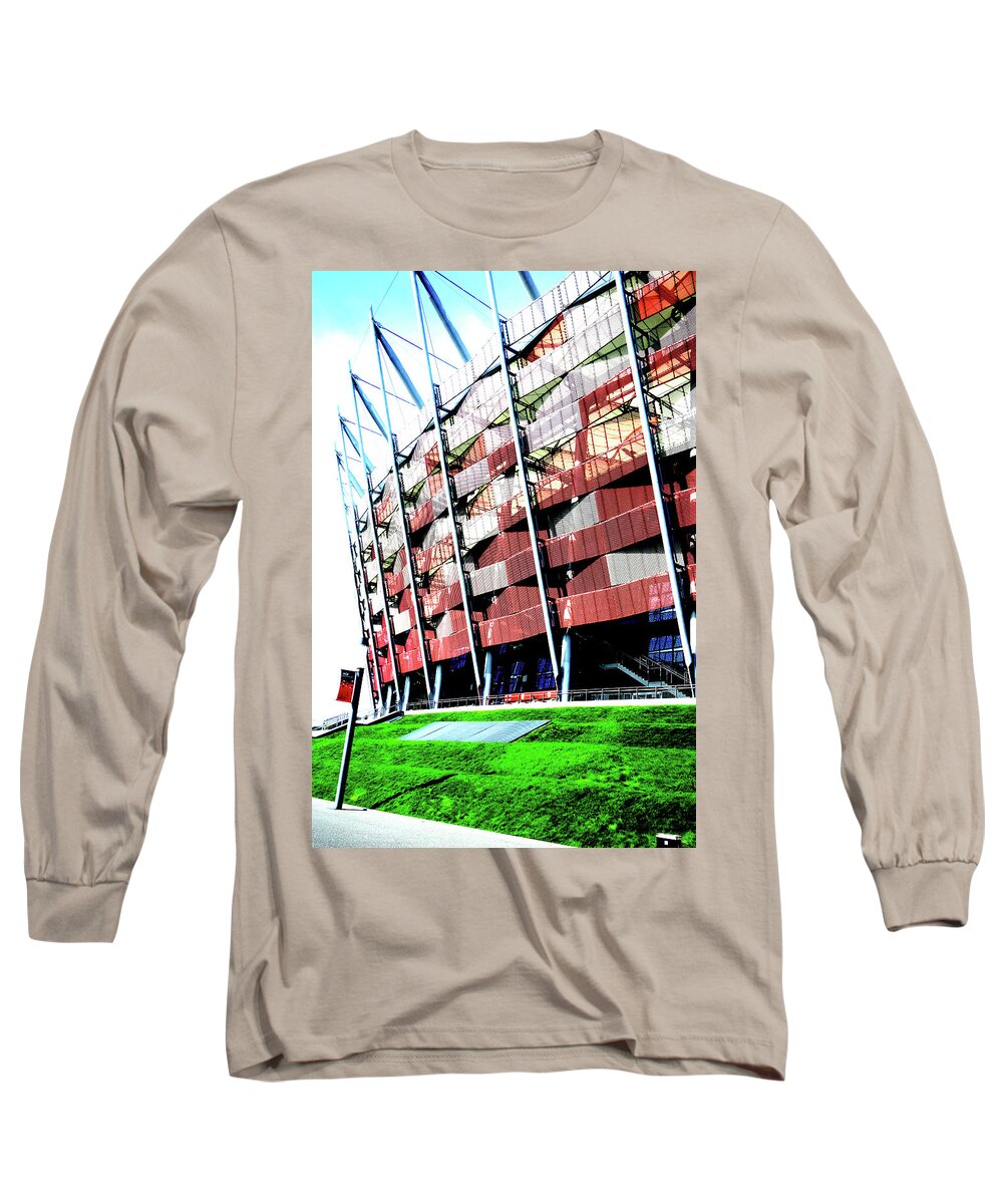National Long Sleeve T-Shirt featuring the photograph National Stadium In Warsaw, Poland by John Siest