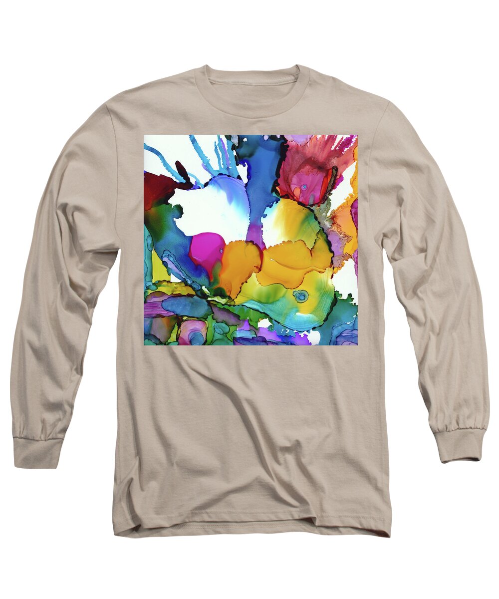 Abstract Long Sleeve T-Shirt featuring the painting Nova by Winona's Sunshyne