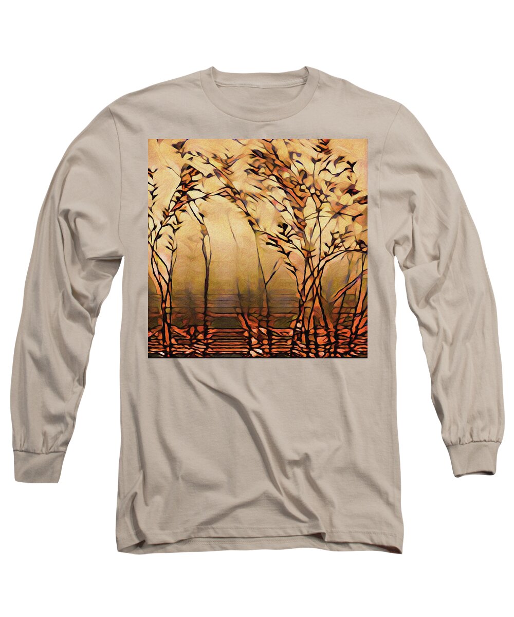 Art Nouveau Trees Long Sleeve T-Shirt featuring the pastel On an Untrodden Path by Susan Maxwell Schmidt