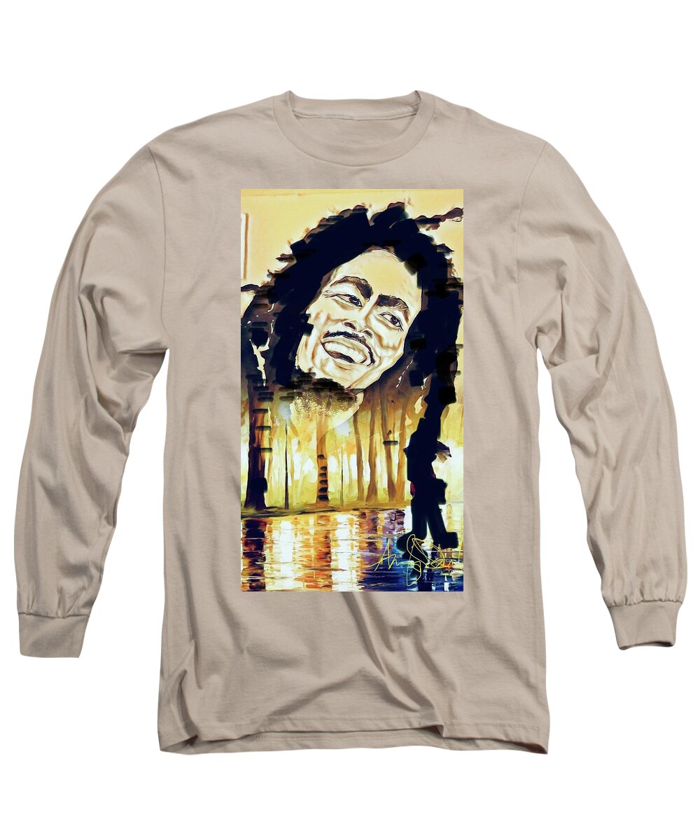  Long Sleeve T-Shirt featuring the painting One Love 2.0 by Angie ONeal