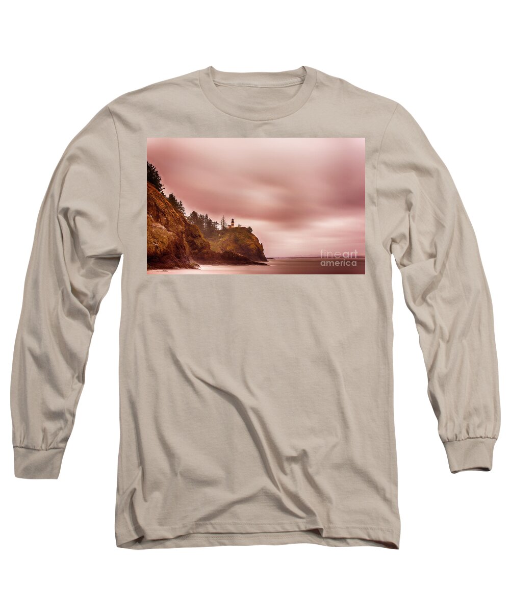Lighthouse Long Sleeve T-Shirt featuring the photograph Pastel Seascape by Dheeraj Mutha