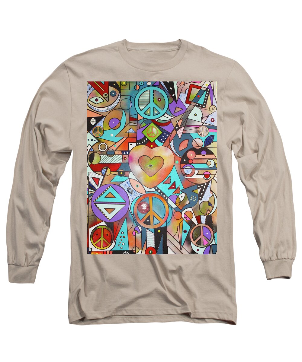 Pop Art Prints Long Sleeve T-Shirt featuring the painting Peace Bee With You by Robert Margetts