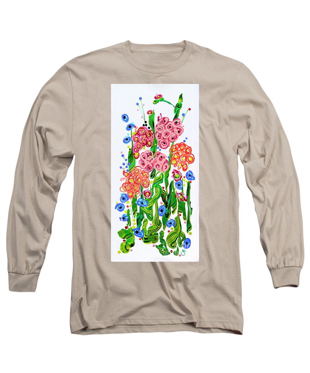 Hydrangea Flowers Long Sleeve T-Shirt featuring the painting Peachy Keene by Jane Crabtree