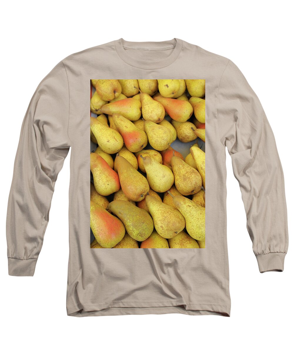 France Long Sleeve T-Shirt featuring the photograph Pears, Thursday Market, Boulevard Saint-Germain, Paris, France by Kevin Oke