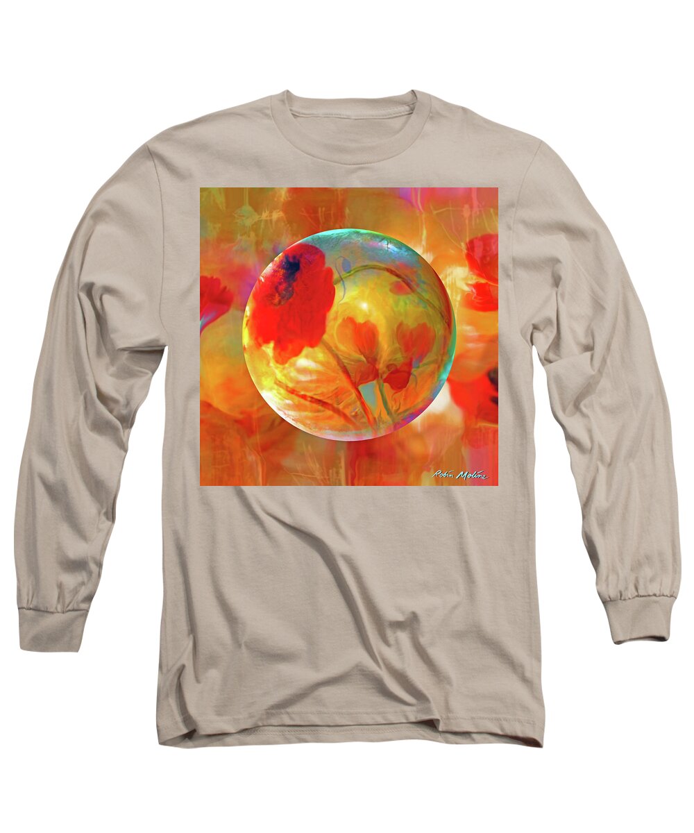  Poppies Long Sleeve T-Shirt featuring the painting Pop Twombly by Robin Moline