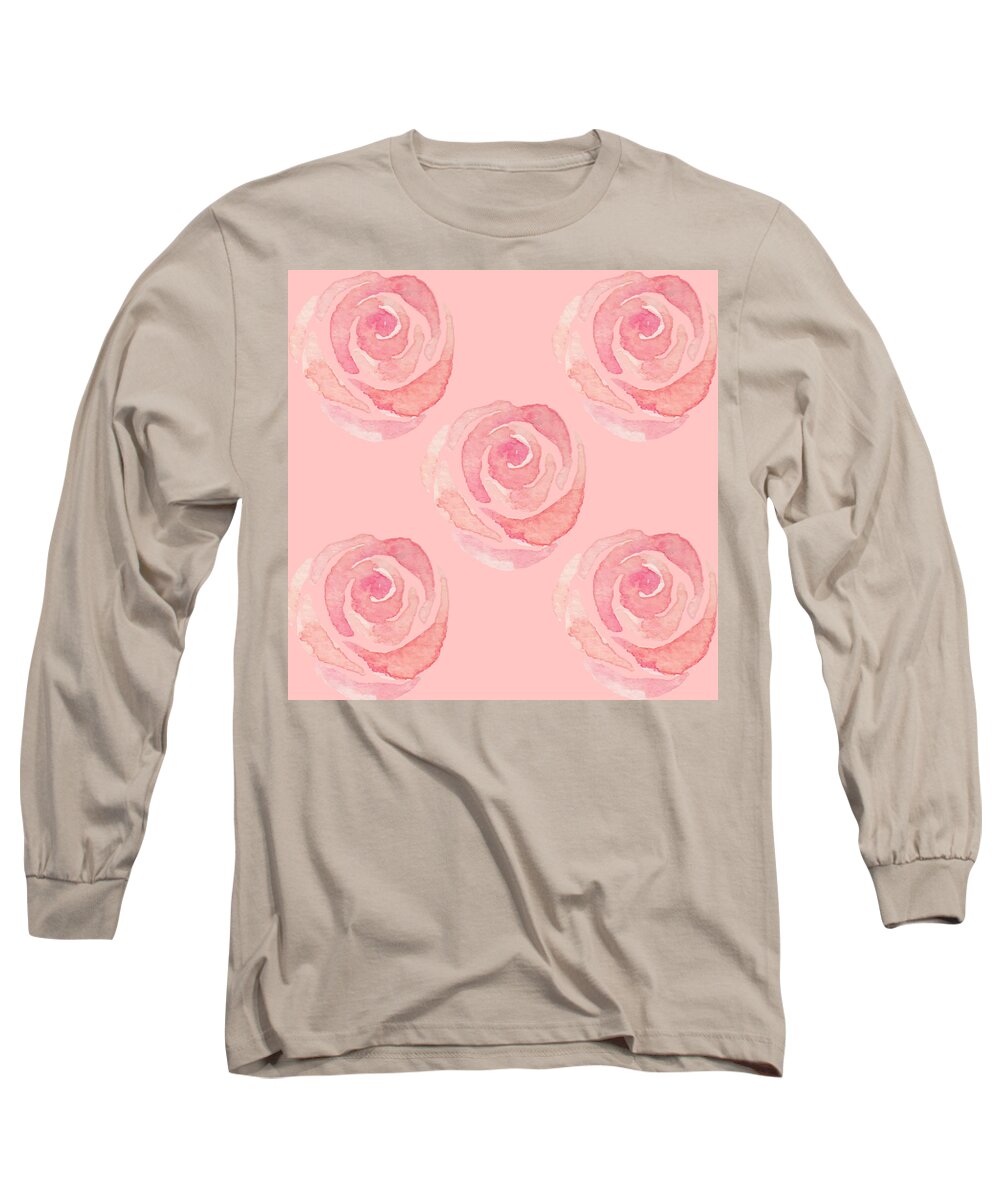 Roses Long Sleeve T-Shirt featuring the digital art Pretty Abstract Rose Art by Caterina Christakos