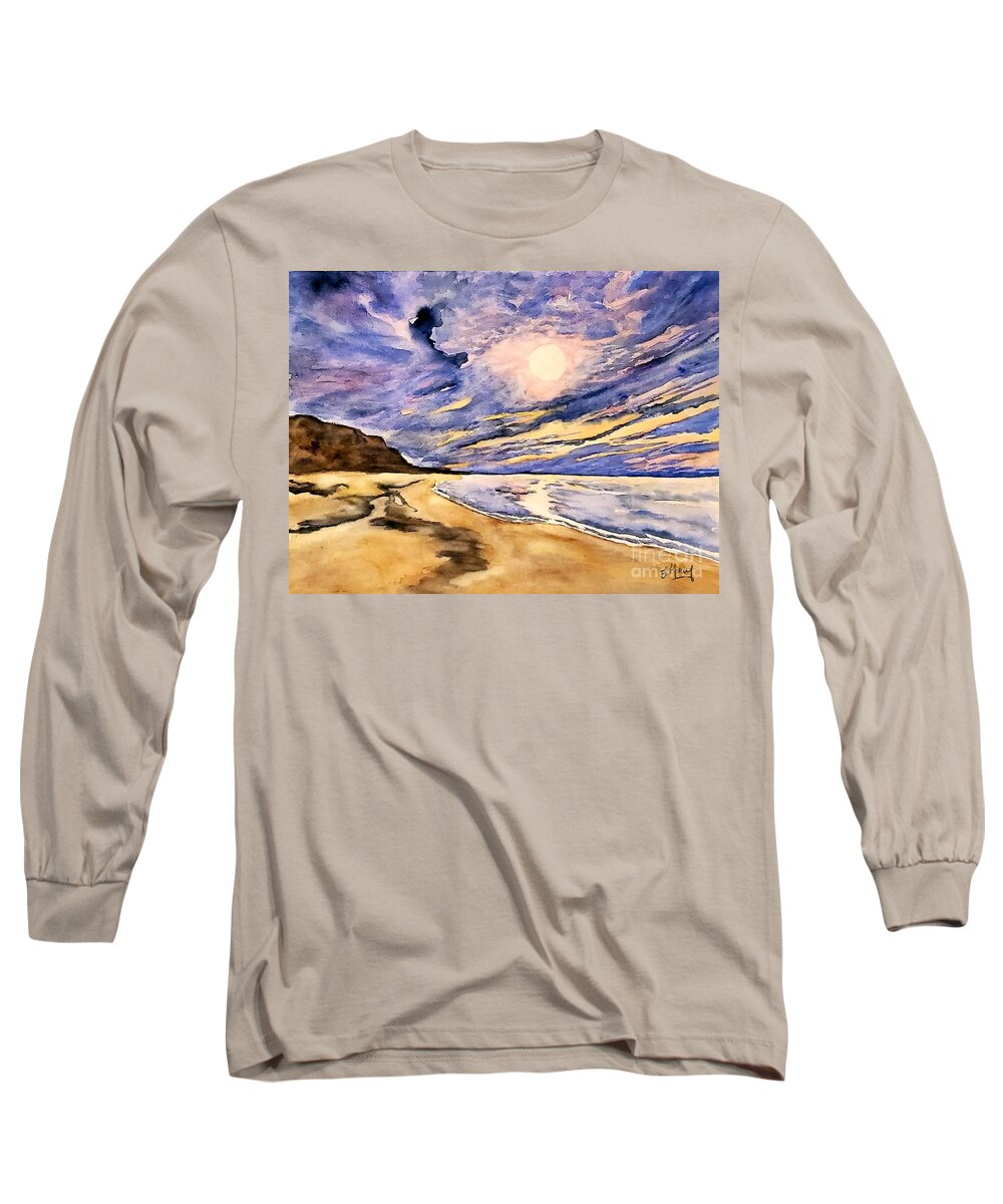  Watercolor Long Sleeve T-Shirt featuring the painting Purple Passion by Eileen Kelly