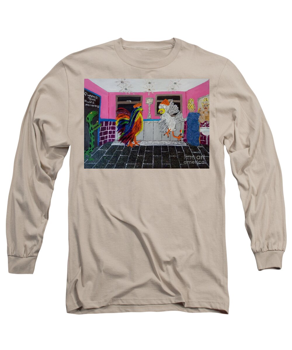 Lgbtq Long Sleeve T-Shirt featuring the painting Queens bar sweatbox rules by David Westwood