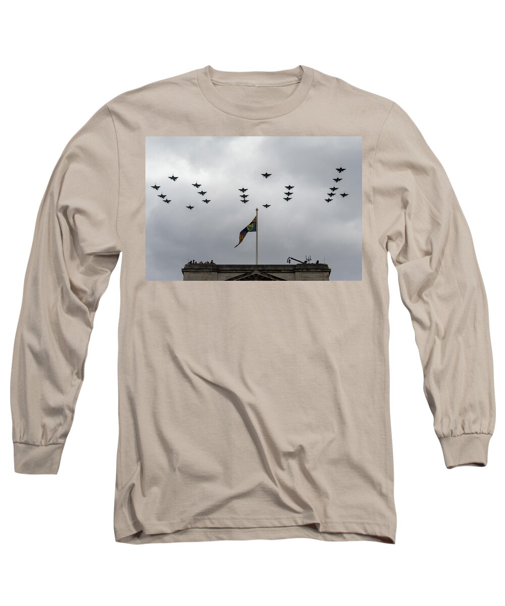 Raf Long Sleeve T-Shirt featuring the photograph RAF 100 fly pass by Andrew Lalchan