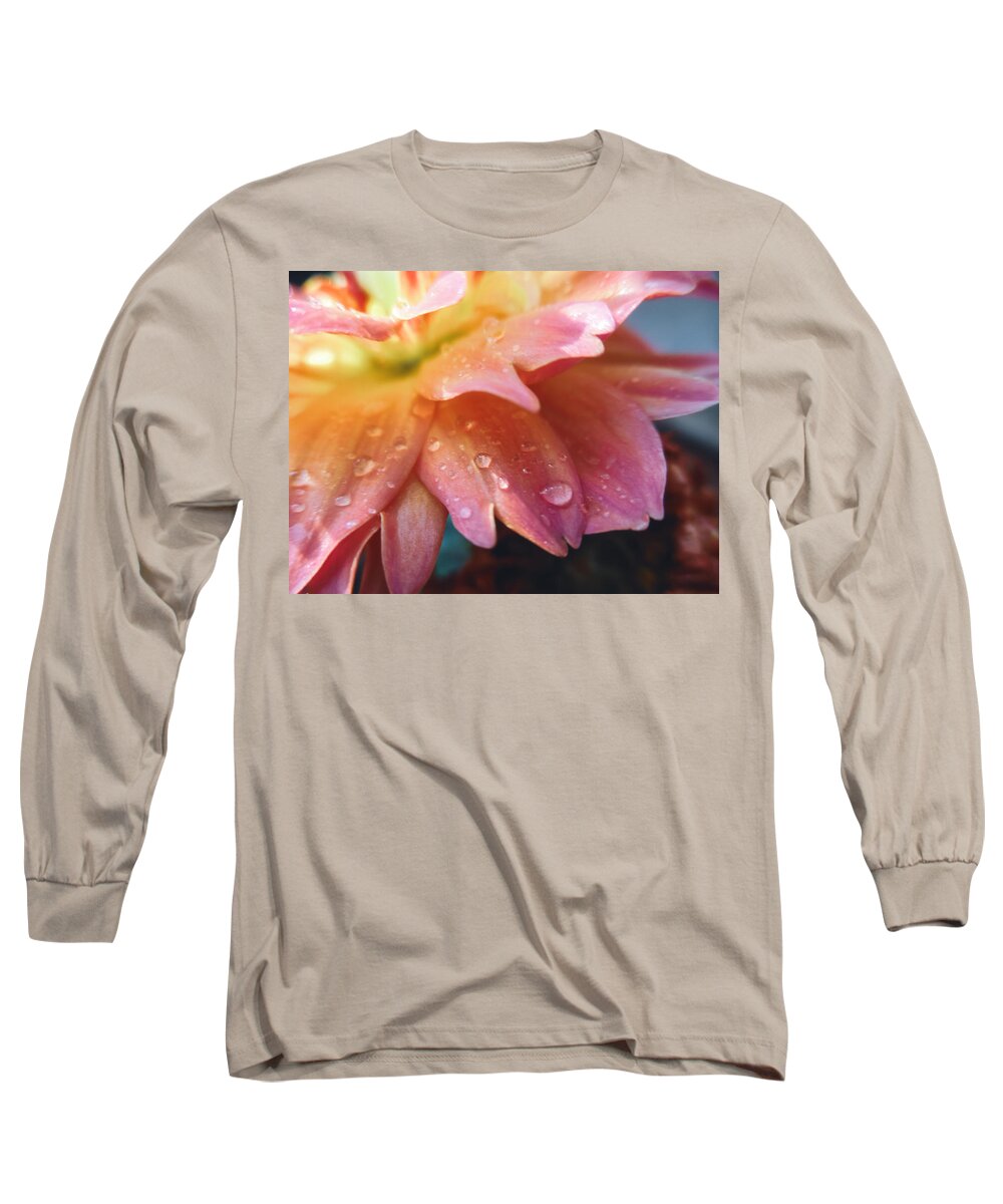 Dahlia Pinnata Long Sleeve T-Shirt featuring the photograph Raindrops and Petals by W Craig Photography