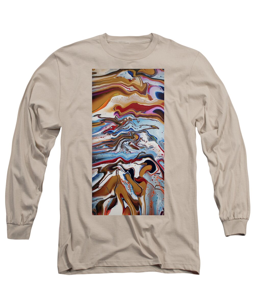Pour Long Sleeve T-Shirt featuring the mixed media Reaching for gold by Aimee Bruno