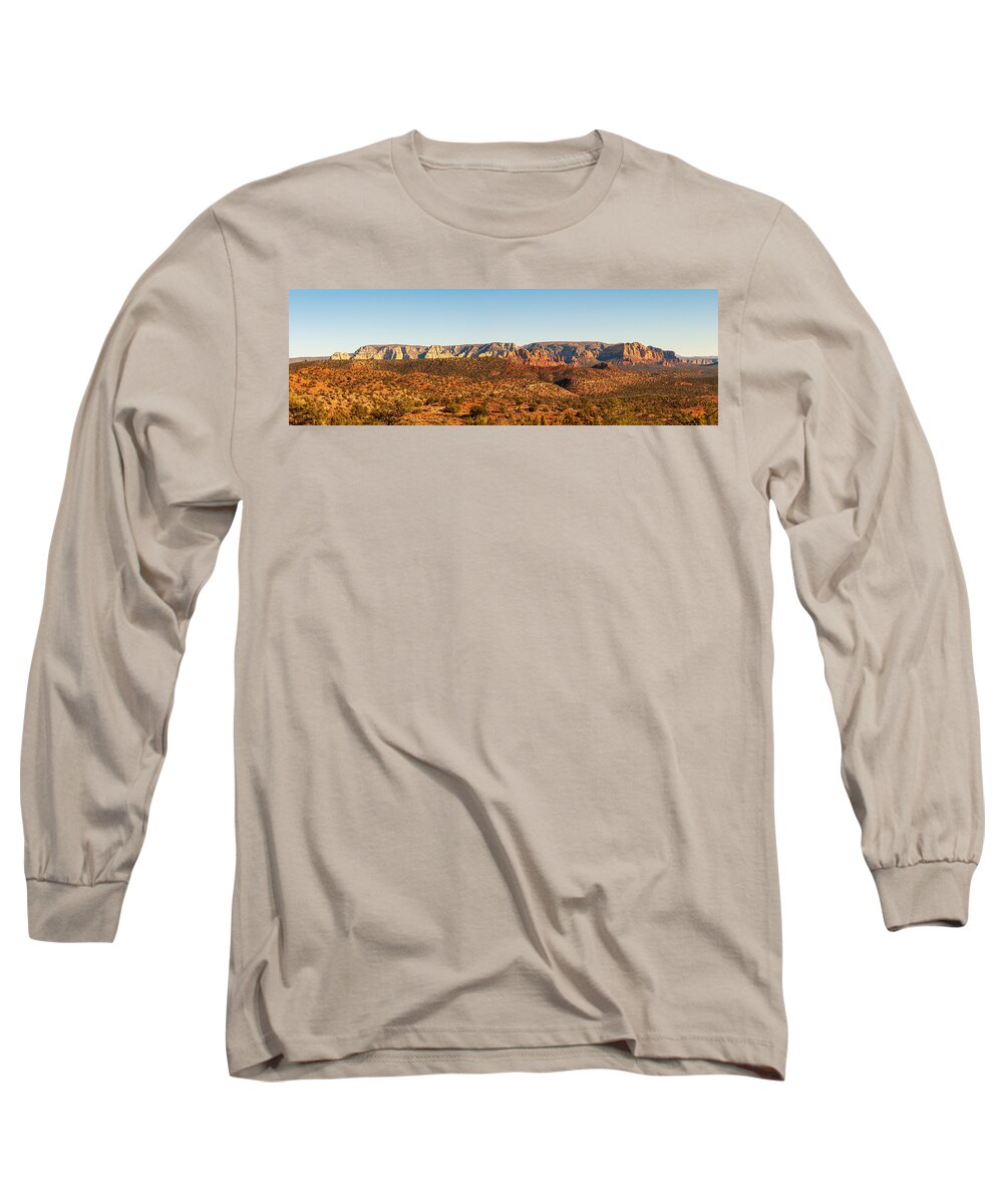 Arizona Long Sleeve T-Shirt featuring the photograph Red Rock Mountains Panorama by Frank Lee