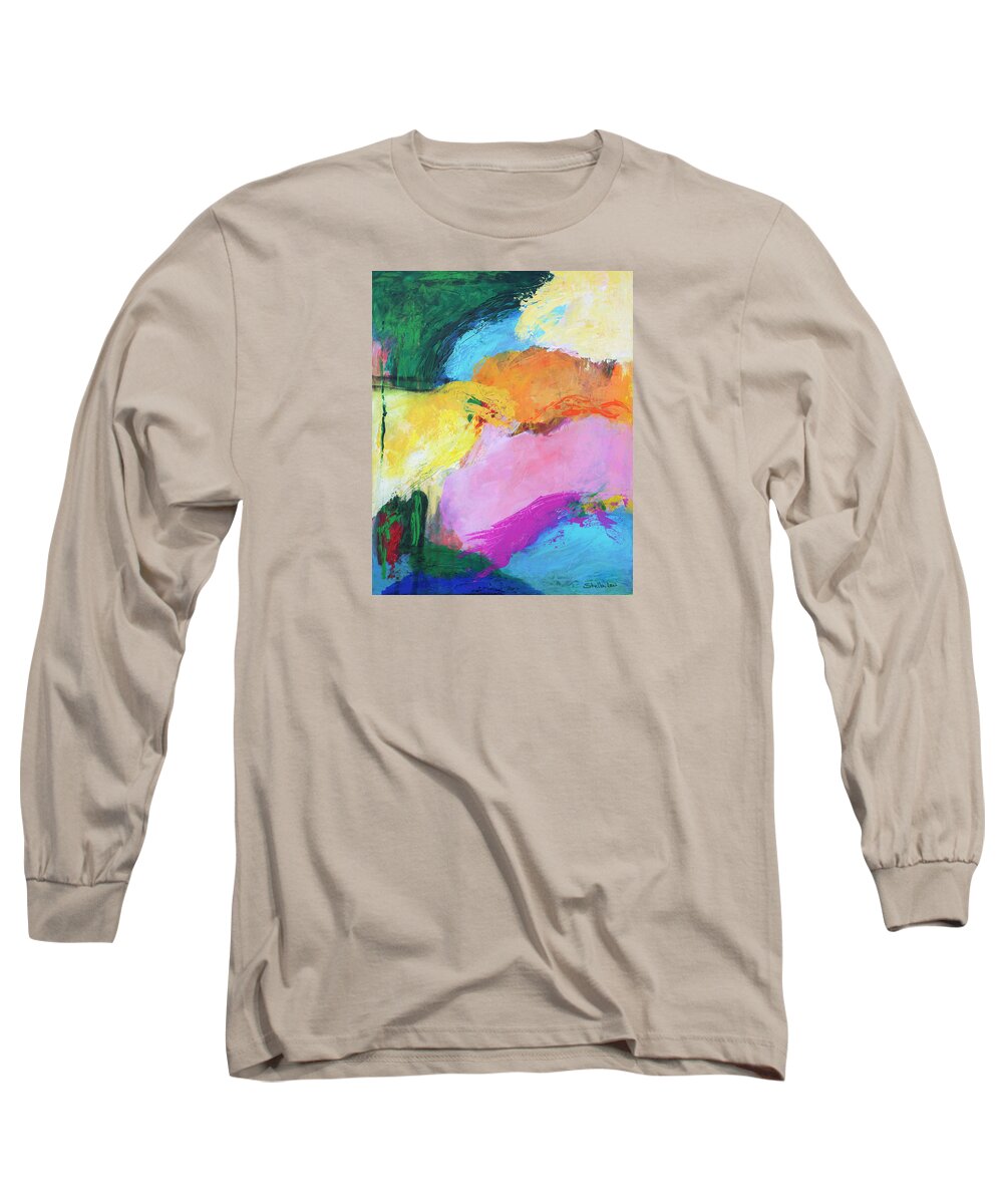 Abstract Painting Long Sleeve T-Shirt featuring the painting Road map by Stella Levi