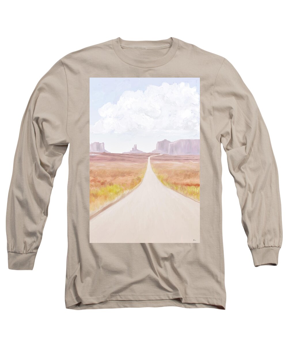 Monument Valley Long Sleeve T-Shirt featuring the digital art Road To Monument Valley 01 by Ramona Murdock