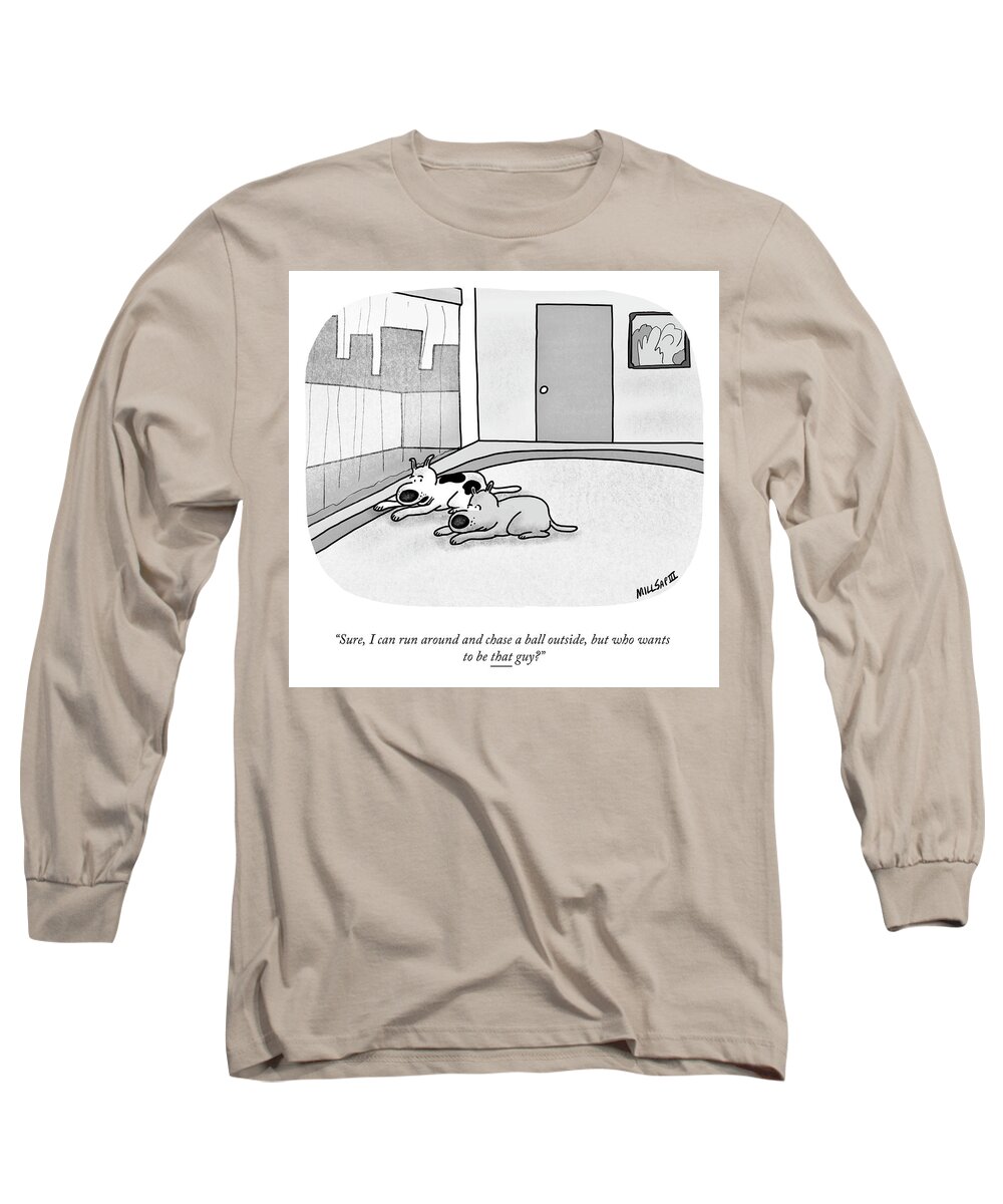 Sure Long Sleeve T-Shirt featuring the drawing Run Around and Chase a Ball by Lonnie Millsap