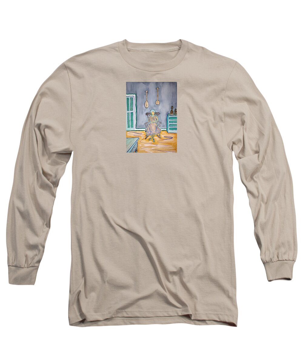 Watercolor Long Sleeve T-Shirt featuring the painting Sadie Jones by John Klobucher