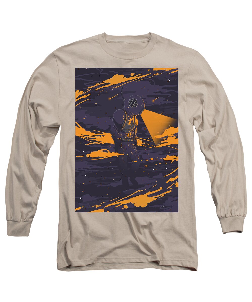 Scuba Long Sleeve T-Shirt featuring the digital art Scuba Diving by Sambel Pedes
