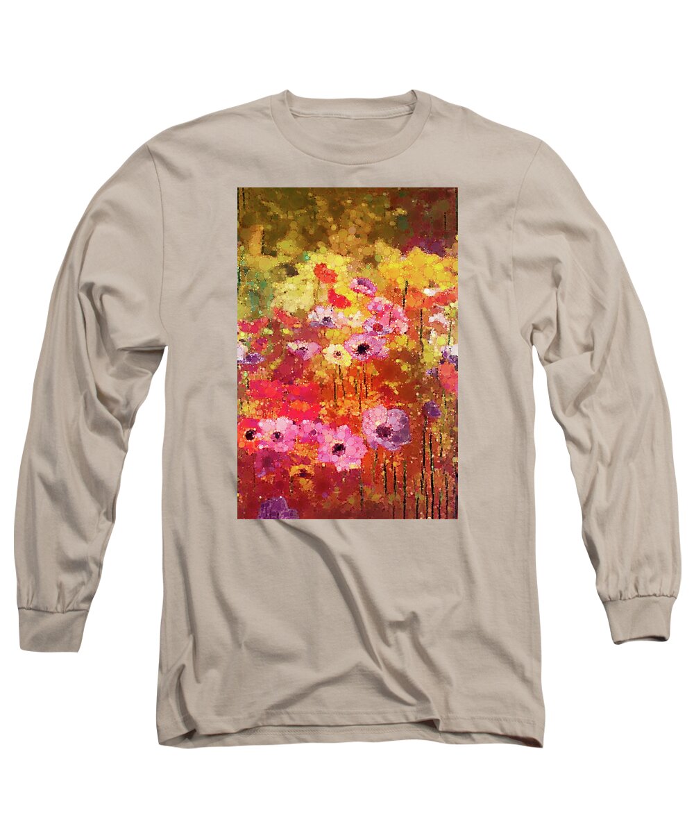 Sea Of Anemones Long Sleeve T-Shirt featuring the digital art Sea of Anemones by Susan Maxwell Schmidt