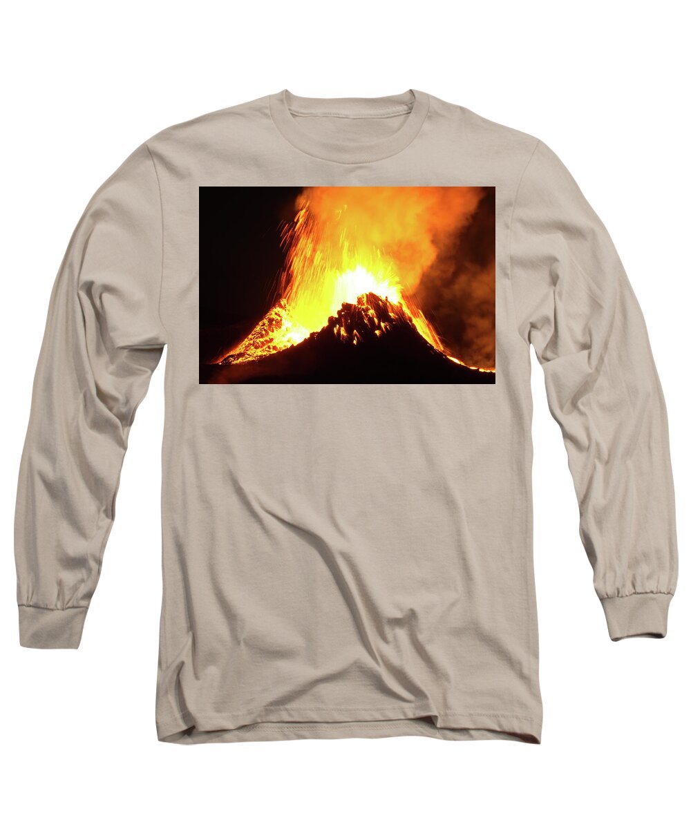 Volcano Long Sleeve T-Shirt featuring the photograph Shattered fire by Christopher Mathews