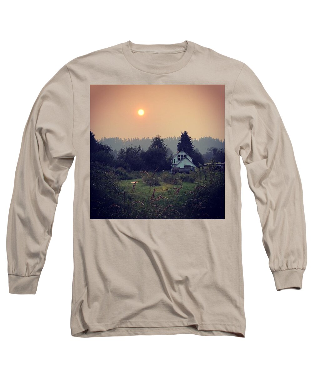 Sun Long Sleeve T-Shirt featuring the photograph Smoke from a Distant Fire by Grey Coopre