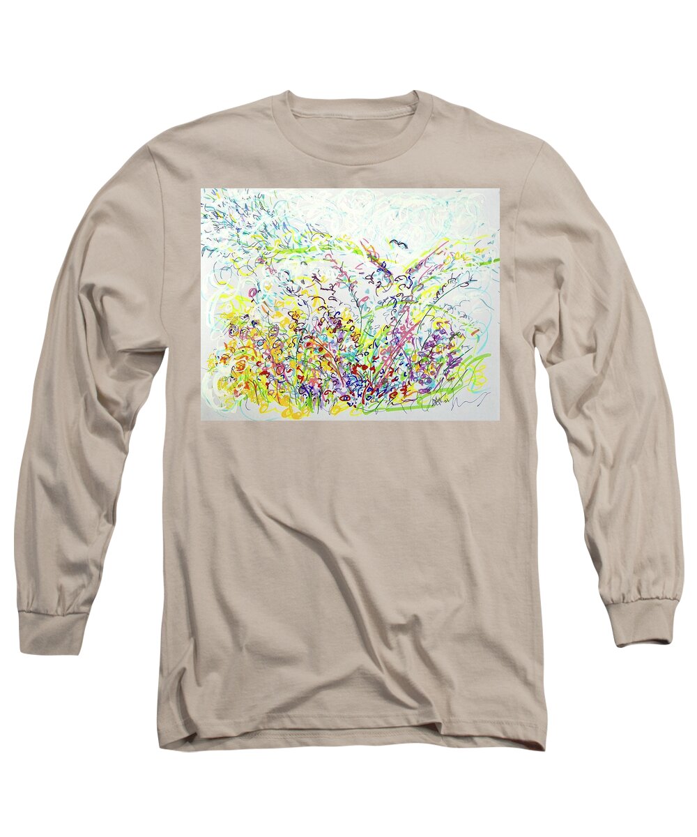 Nature Long Sleeve T-Shirt featuring the painting Spring Snow Squall by Alida M Haslett