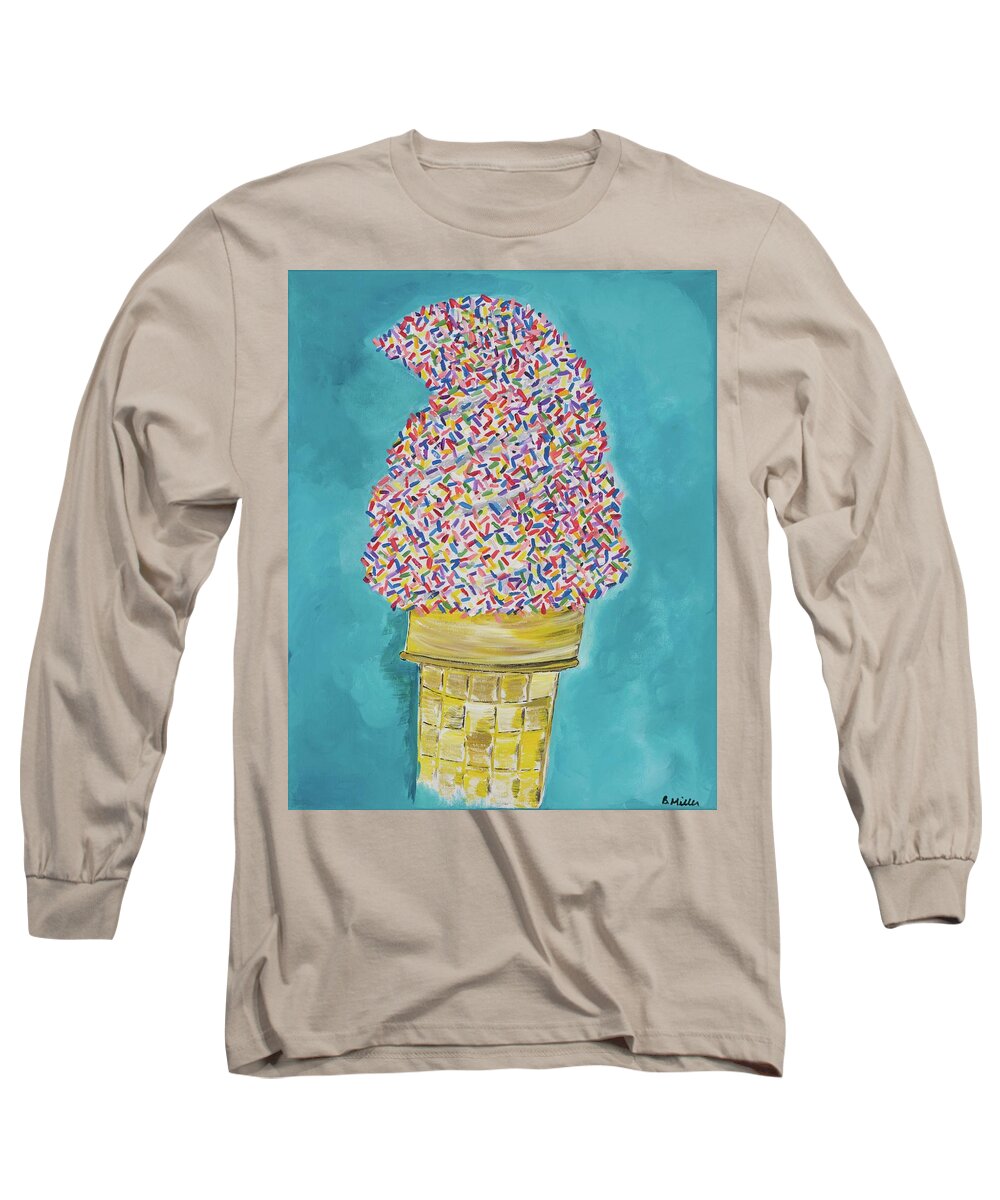 Ice Cream Long Sleeve T-Shirt featuring the painting Soft Serve with Sprinkles by Britt Miller