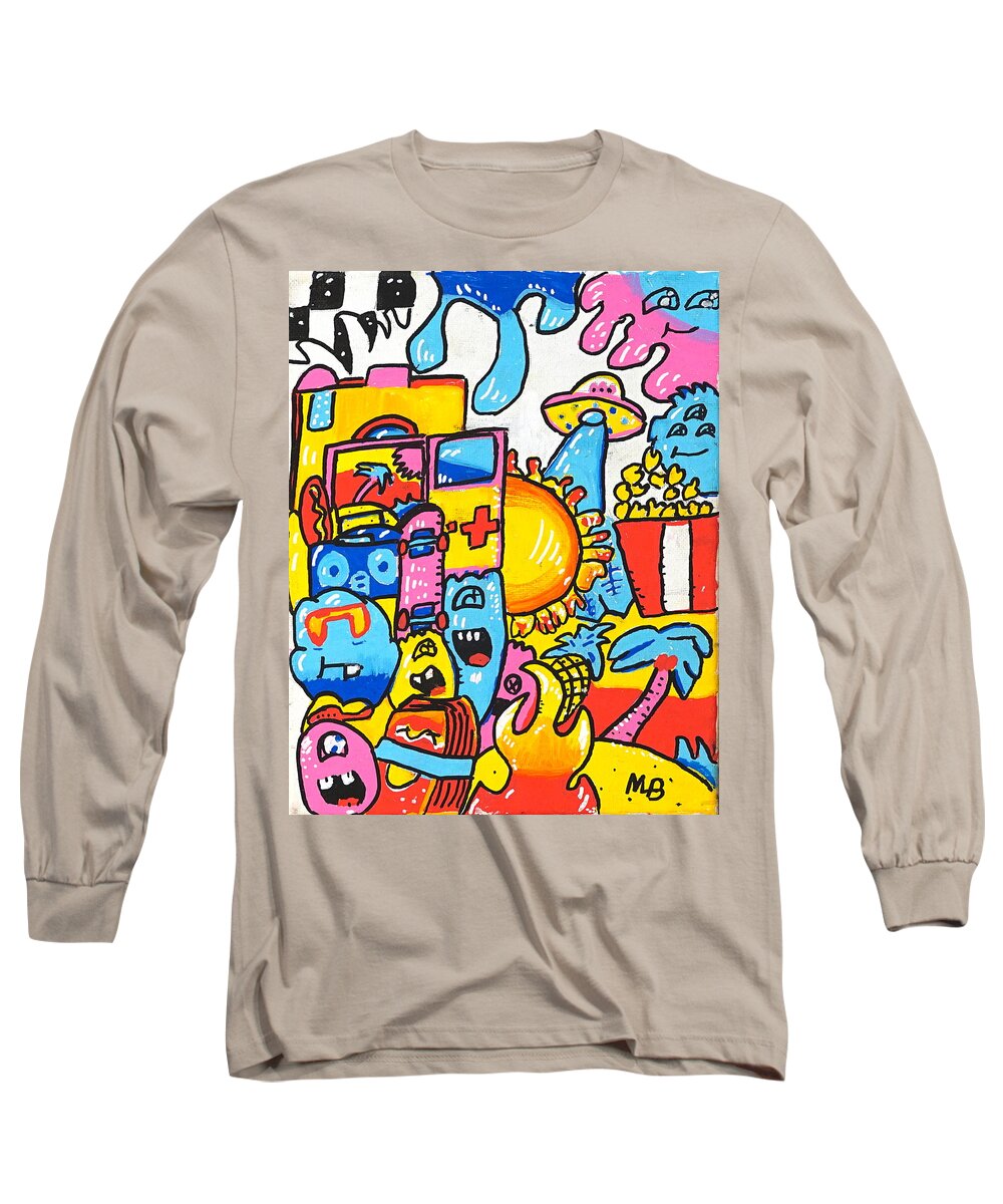 Character Long Sleeve T-Shirt featuring the drawing Spaceship by Guest Artist - Marco Bilgutay