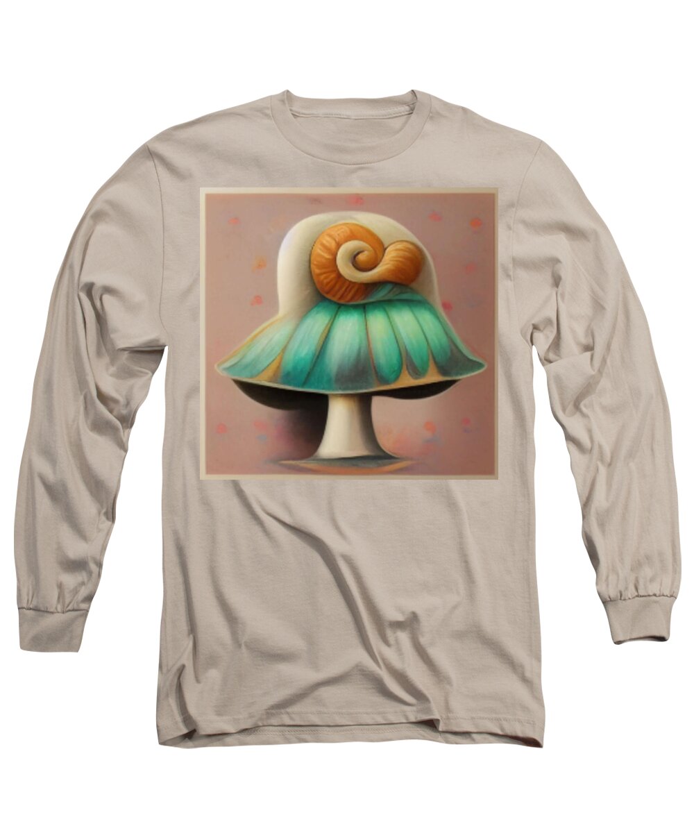 Digital Long Sleeve T-Shirt featuring the digital art Spiral Shroom by Vicki Noble