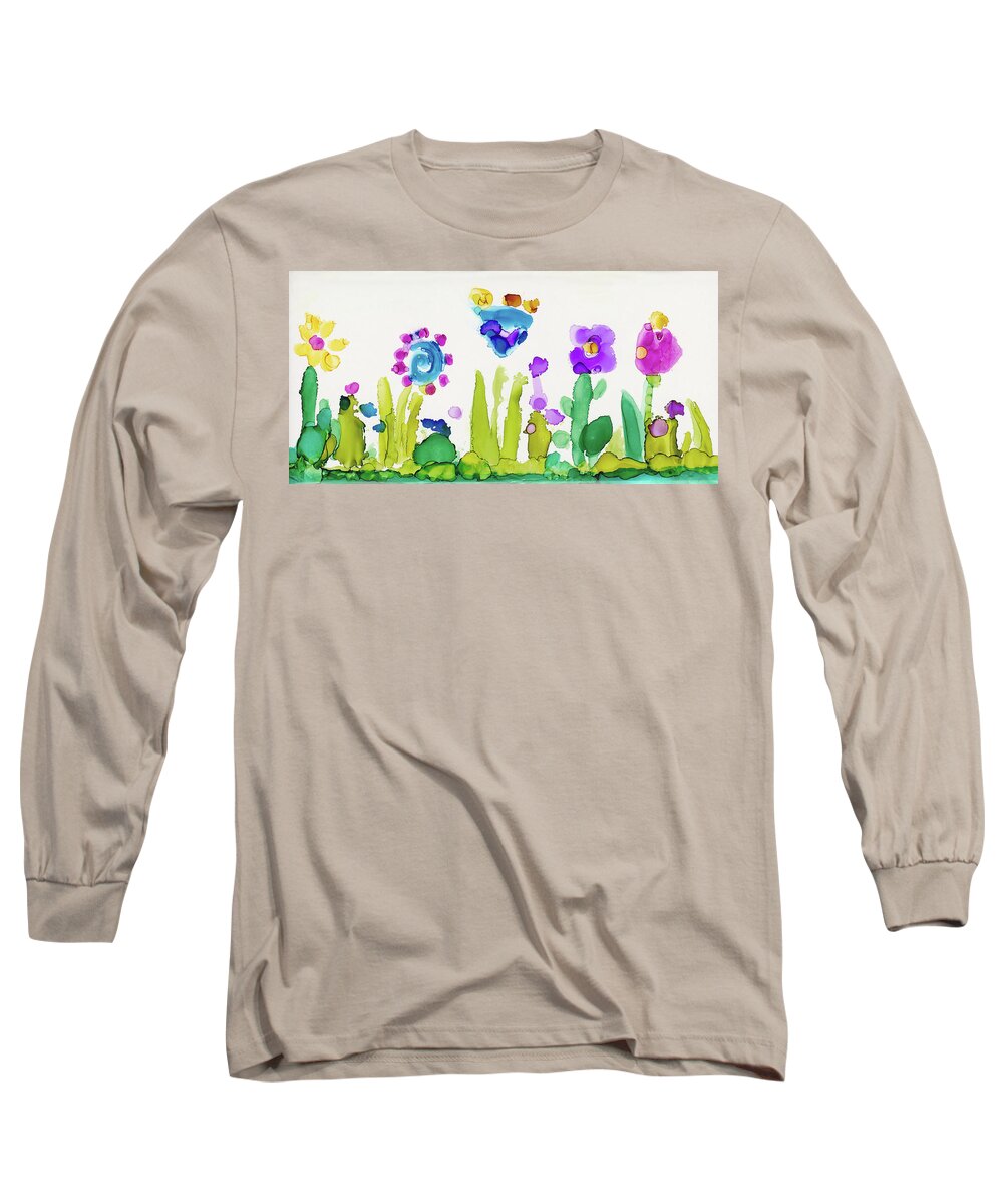 Flowers Long Sleeve T-Shirt featuring the painting Spring Blooms by Winona's Sunshyne