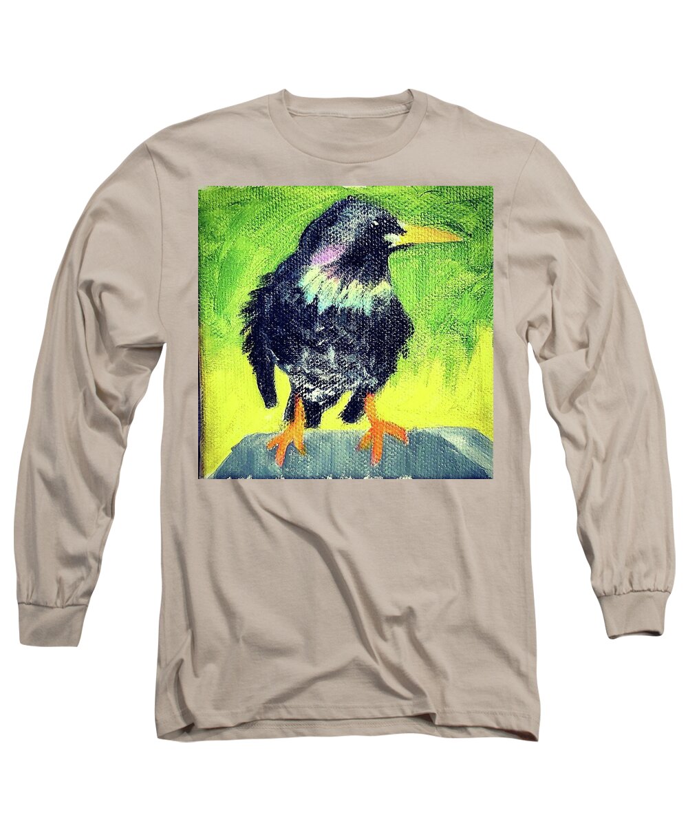  Long Sleeve T-Shirt featuring the painting Starling by Amy Kuenzie