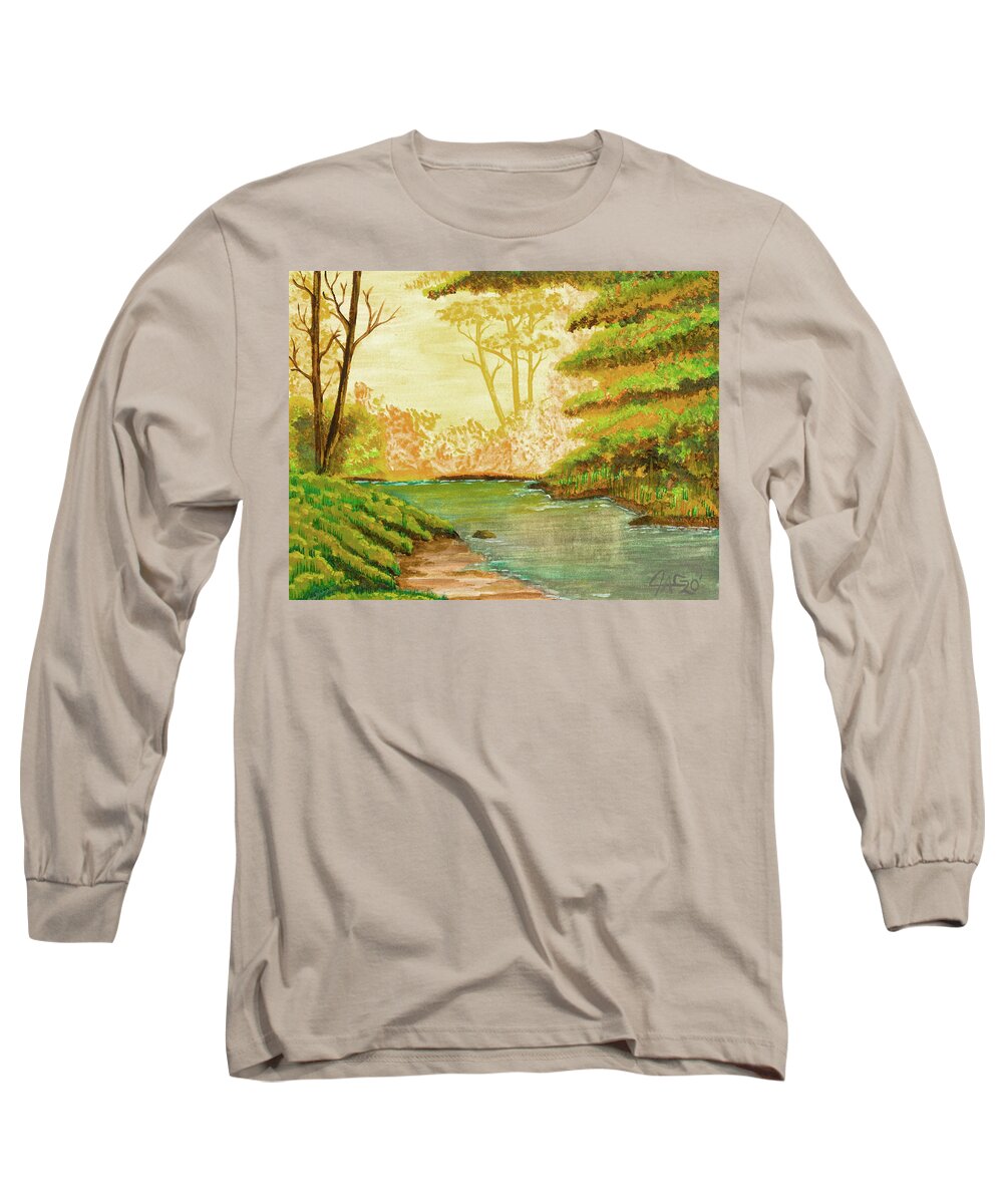 Art Long Sleeve T-Shirt featuring the painting Still Creek by The GYPSY