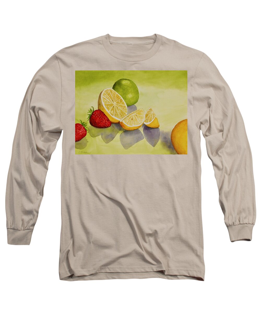 Kim Mcclinton Long Sleeve T-Shirt featuring the painting Strawberry Lemonade by Kim McClinton