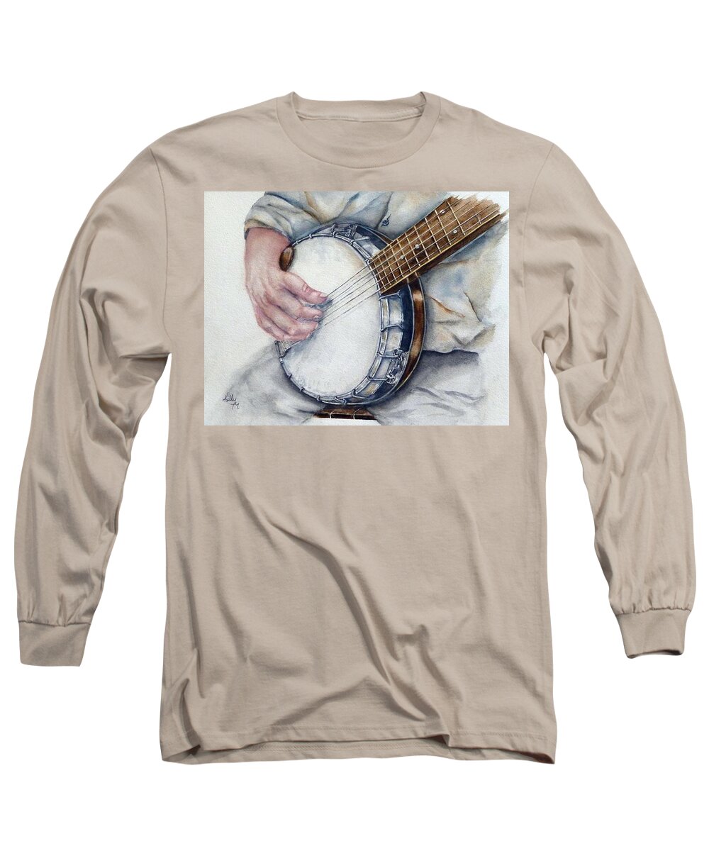Banjo Long Sleeve T-Shirt featuring the painting The Ol' Banjo by Kelly Mills
