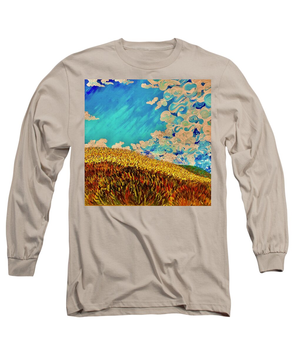 Clouds Long Sleeve T-Shirt featuring the painting Suddenly, clouds. Chatsworth Preserve, Los Angeles, California. by ArtStudio Mateo