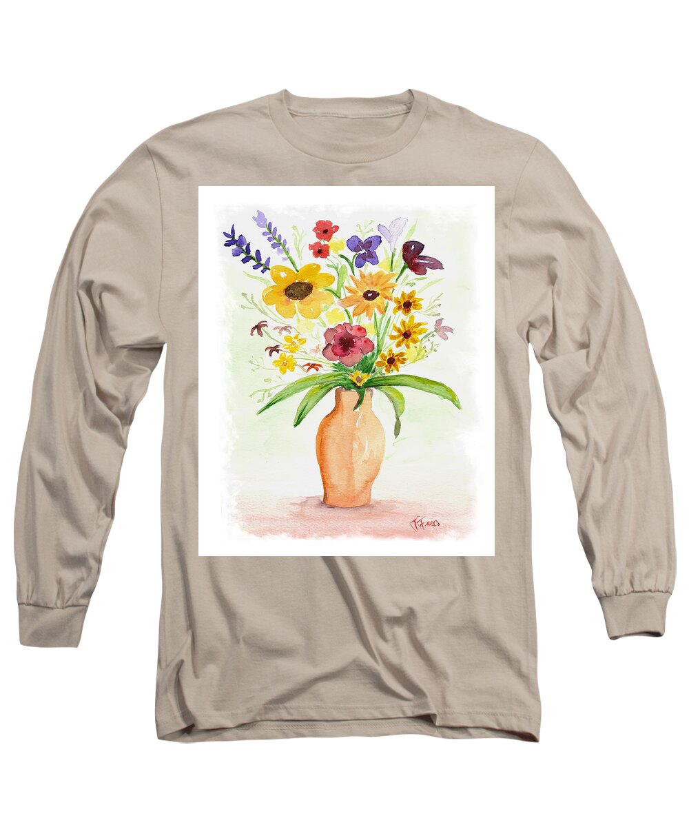 Flowers Long Sleeve T-Shirt featuring the painting Summer Bouquet by Tatiana Fess