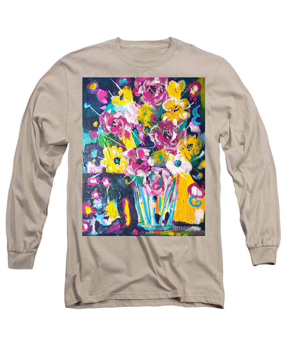 Floral Long Sleeve T-Shirt featuring the painting Summer Loving by Jacqui Hawk
