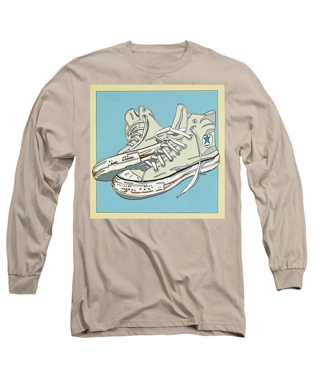 Sneakers High Tops Long Sleeve T-Shirt featuring the painting Summer Sneakers by Mike Stanko