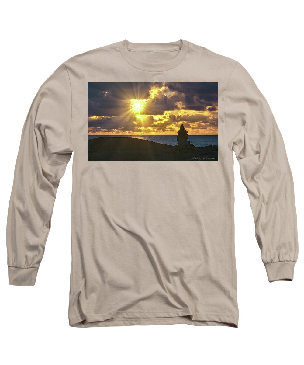 Sunset Long Sleeve T-Shirt featuring the photograph Sunburst at Portland Bill by Alan Ackroyd