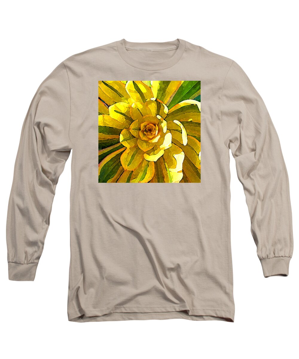 Succulent Long Sleeve T-Shirt featuring the painting Sunburst Succulent Square by Amy Vangsgard