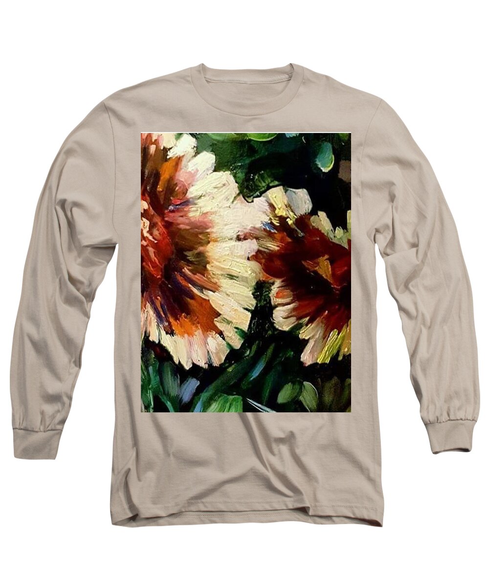 Landscapes Long Sleeve T-Shirt featuring the painting Sunflower by Julie TuckerDemps