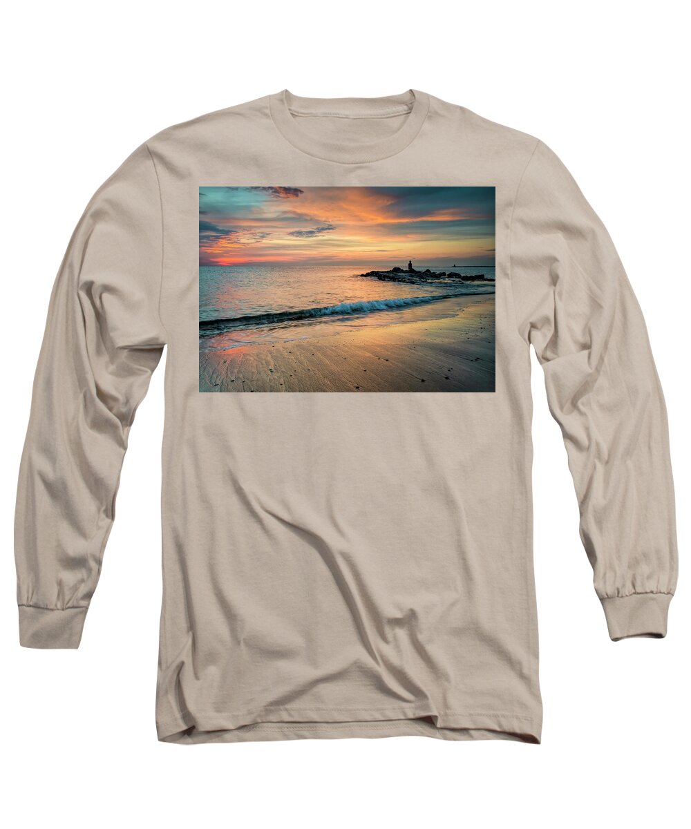 Sunset Long Sleeve T-Shirt featuring the photograph Sunset by the sea by Marjolein Van Middelkoop